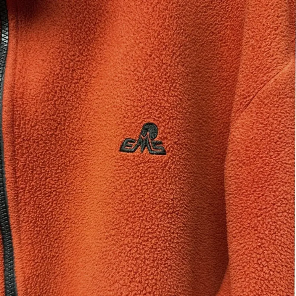 Vintage EMS Mens Rust Orange Fleece Jacket Size XXL Full Zip Outdoor Gorpcore